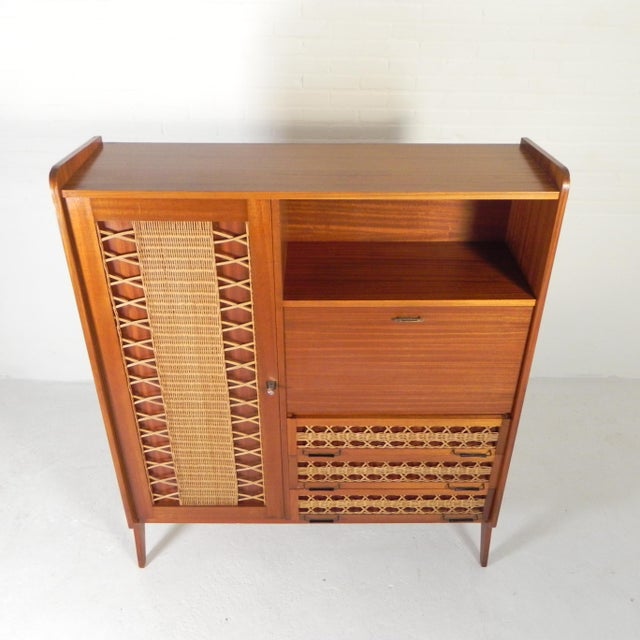 Vintage Secretaire in Rattan and Wood, 1960s For Sale - Image 15 of 18