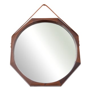 Octagonal Mirror with Teak Frame, 1960s For Sale