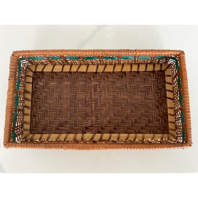 Minimalism Wicker Rattan Basket Rectangular Mid Century Farmhouse For Sale - Image 3 of 3