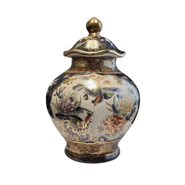 Chinoiserie Mid 20th Century Chinese Satsuma Lidded Vase For Sale - Image 3 of 9