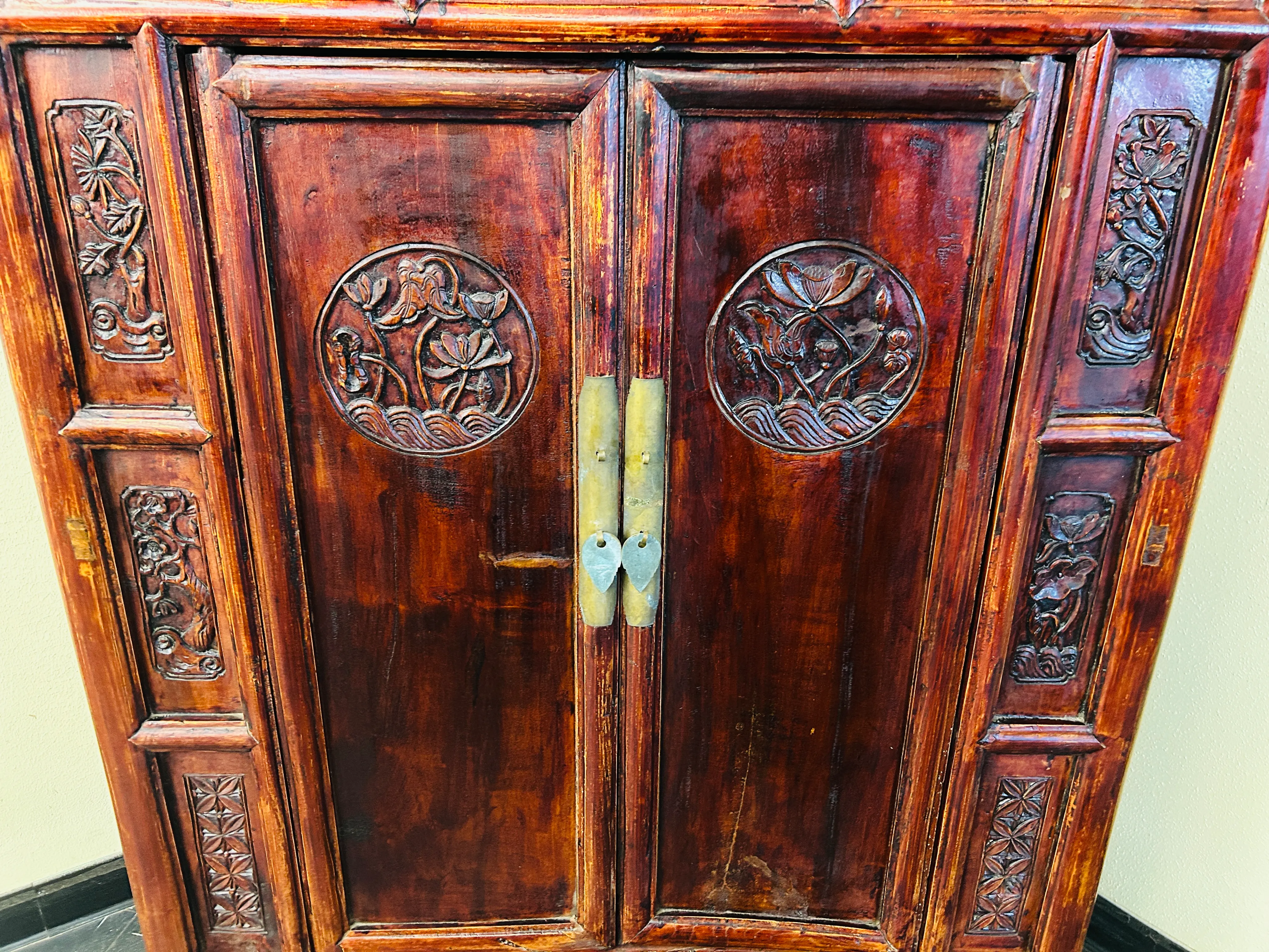 Antique Chinese Carved Cabinet (3708), Circa 1800-1849 | Chairish