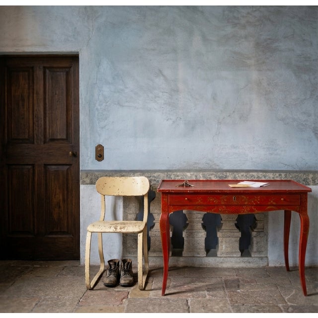 Chinoiserie Vintage Chinoiserie Crimson Writing Desk – Hollywood Regency / Postmodern Eclectic For Sale - Image 3 of 11