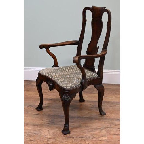 19th Century Queen Anne Revival Walnut Armchair, 1880 For Sale - Image 5 of 8