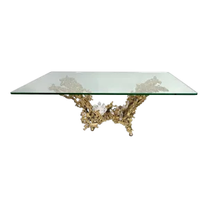Gilt Bronze and Quartz Stone Coffee Table by Boeltz, France, 1970s