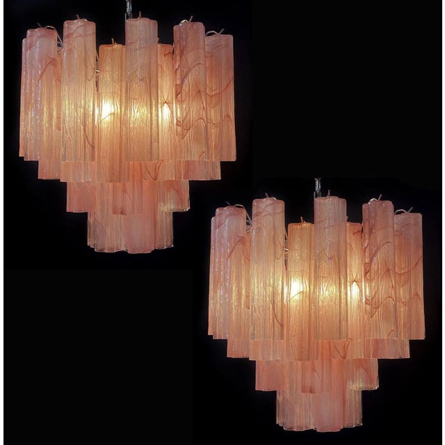 Pink Alabaster Murano Glass Tronchi Chandelier, 1980s For Sale - Image 10 of 18
