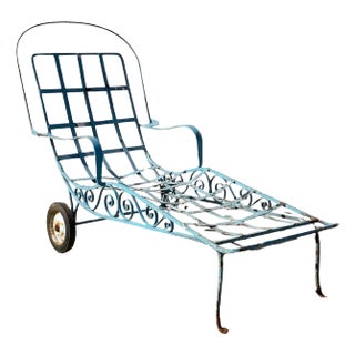 Early 20th Century Vintage Salterini Style Art Nouveau Scrolling Wrought Iron Lounge, Attributed For Sale