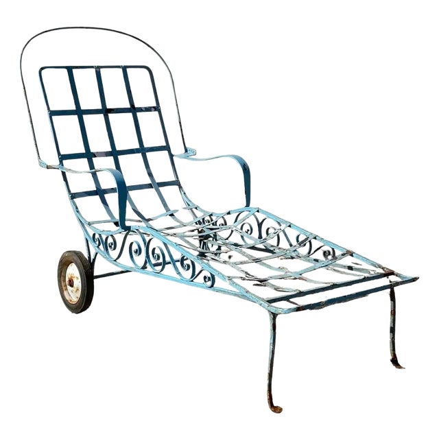 Early 20th Century Vintage Salterini Style Art Nouveau Scrolling Wrought Iron Lounge, Attributed For Sale