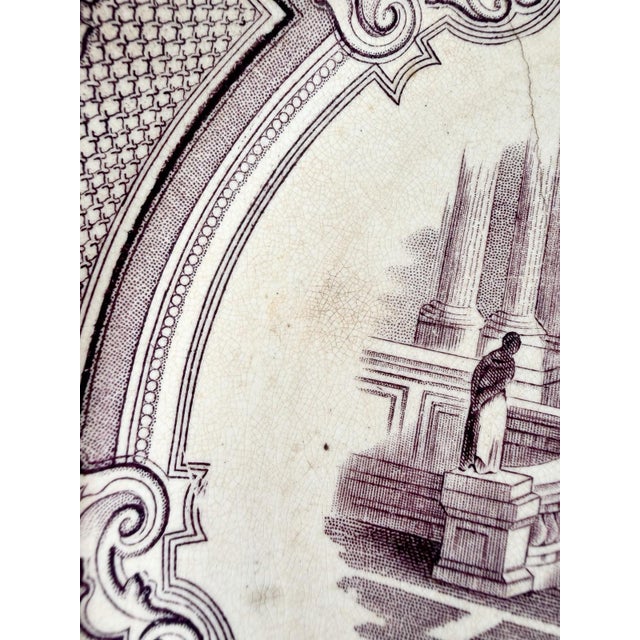 Antique Ceramic Plate Primavesi & Sons Cardiff Swansea & Newport Purple Transfer For Sale - Image 9 of 12