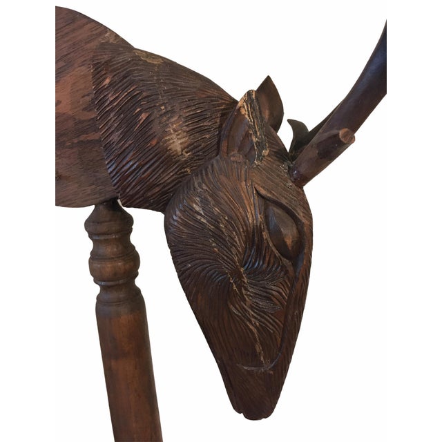 Large Antique Early 20th Century Oak Wood Stag Head Harp For Sale - Image 12 of 13