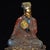 Chinoiserie Vintage Chinese Painted Gilt Liuli Zhuge Liang Seated Scholar Statue, Chinoiserie Decor Sculpture For Sale - Image 3 of 9