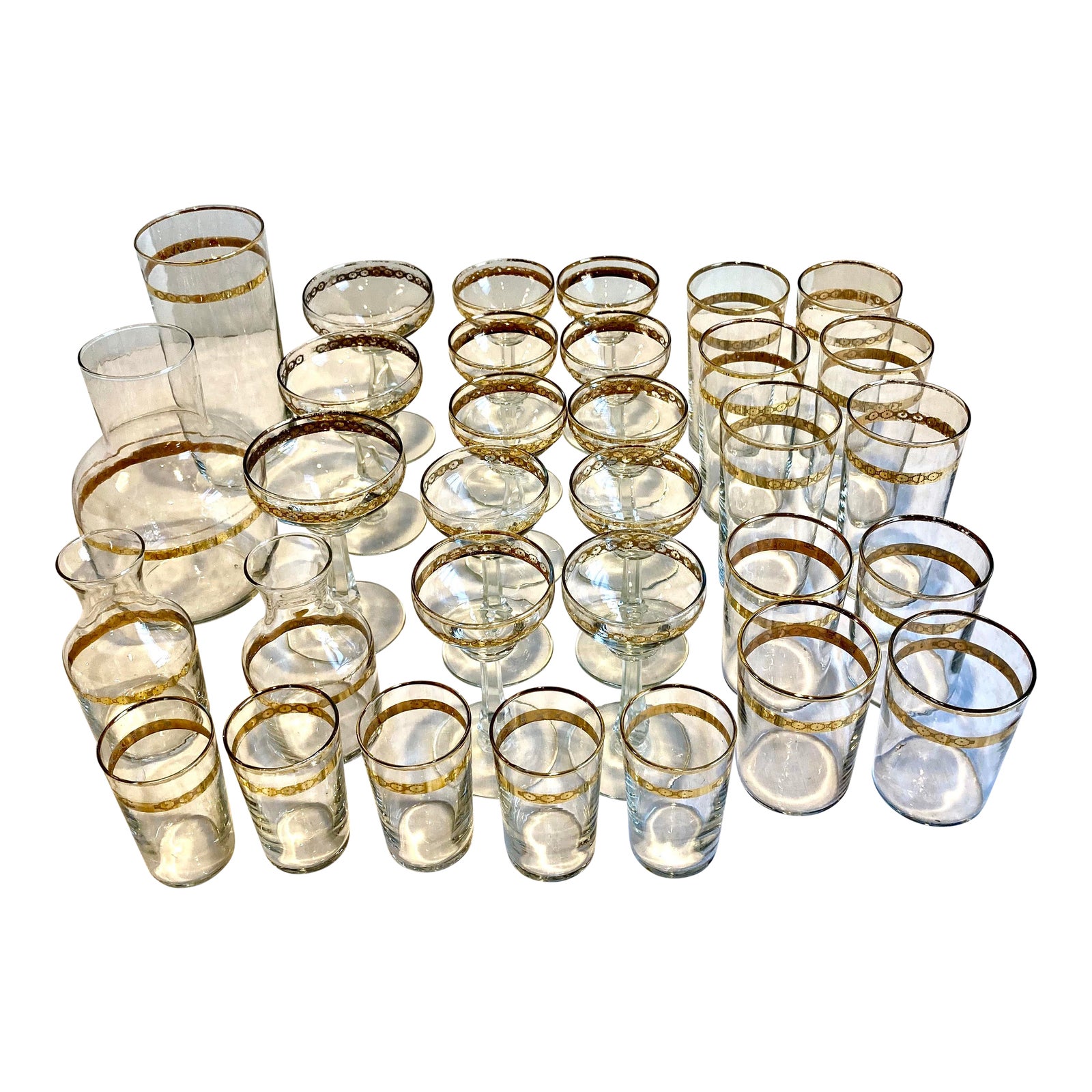 1930s Libbey Victoria 22k Gold Trim Glassware 32 Piece Set Chairish