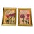 1970s Pair Abstract Floral Original Small Paintings in Gold Frames For Sale