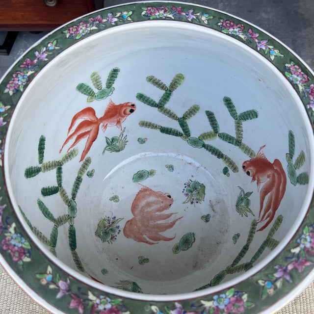 Vintage Chinese Porcelain Jardiniere Planter, Circa 1970's Made in China, circa 1970's Hand painted floral decorations,...