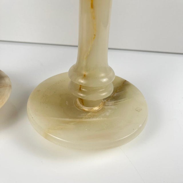 Beige Alabaster Candlesticks, 1960s, Set of 2 For Sale - Image 8 of 13