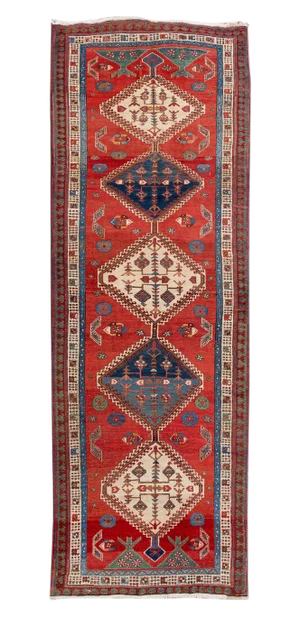 1920s Antique Serapi Handmade Red Tribal Wool Runner