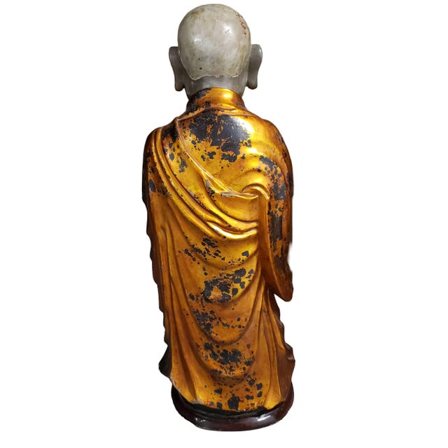 Pair of Antique Vietnamese Wood Statues For Sale - Image 11 of 14