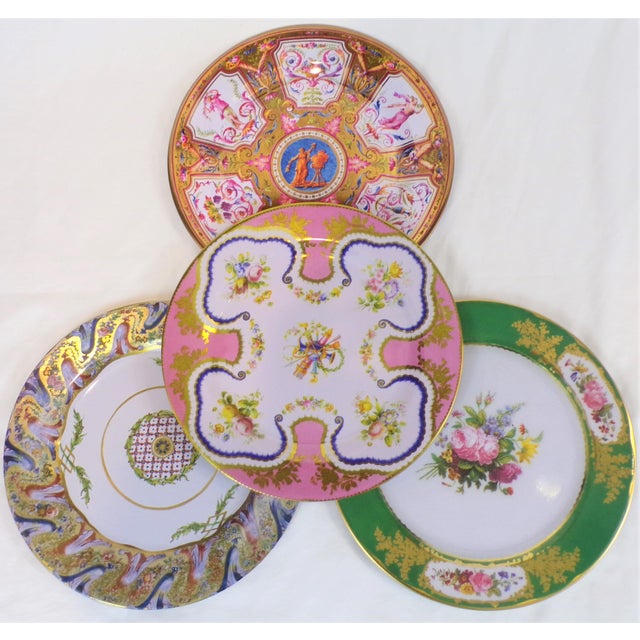 Enameled Pink and Green Tin English Plates - Set of 4 For Sale In Houston - Image 6 of 8