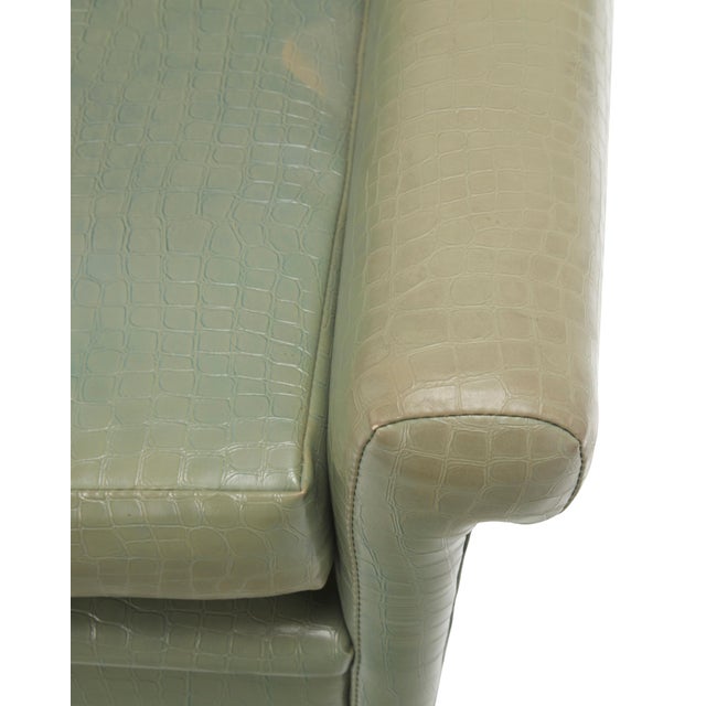 Svend Skipper -1960s Danish Modern Lounge Chair in Sage Faux Alligator For Sale In Los Angeles - Image 6 of 11