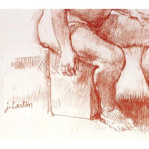 Pregnancy is a contemporary artwork realized by Jean Carton around the mid-20th century. Sanguine drawing portraying a...