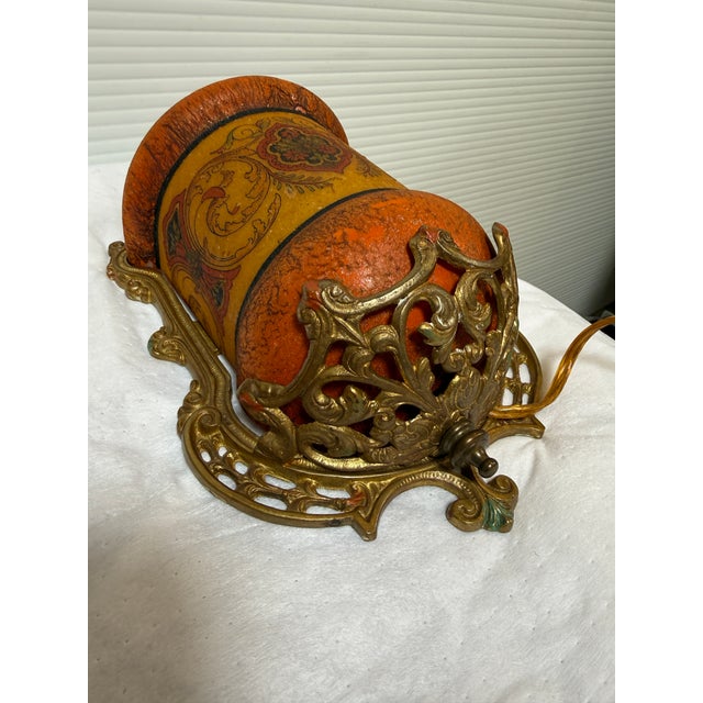 1930s Gill Glass & Fixture Company Antique Slip Shade Wall Sconces, Pair For Sale - Image 4 of 12