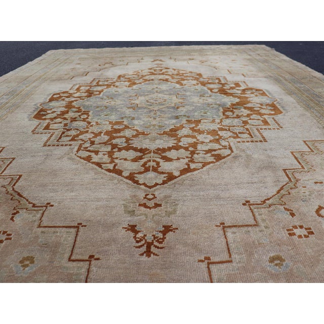 Vintage Turkish Oushak Rug in Brown, Pale Green, Taupe & Taupe Light Purple For Sale - Image 10 of 17