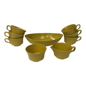 Vintage Melamine “Allied Chemical” Harvest Gold Dish Set- 9 Pieces