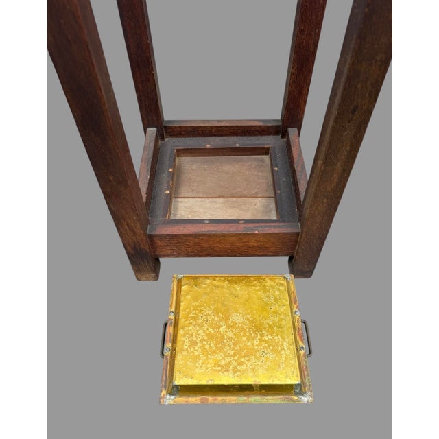 Early 20th Century Vintage Mission Oak Arts & Crafts Era Umbrella Cane Holder Stand For Sale - Image 5 of 12