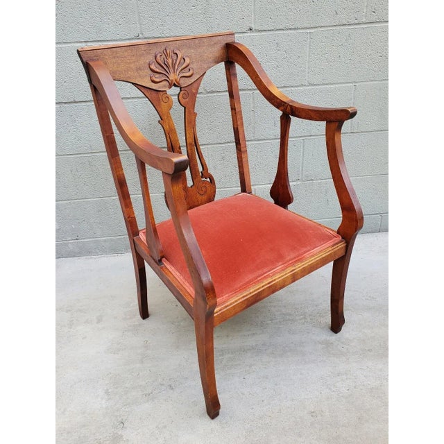1940s Newspaper Reading Chair With Velvet Seat For Sale - Image 10 of 12