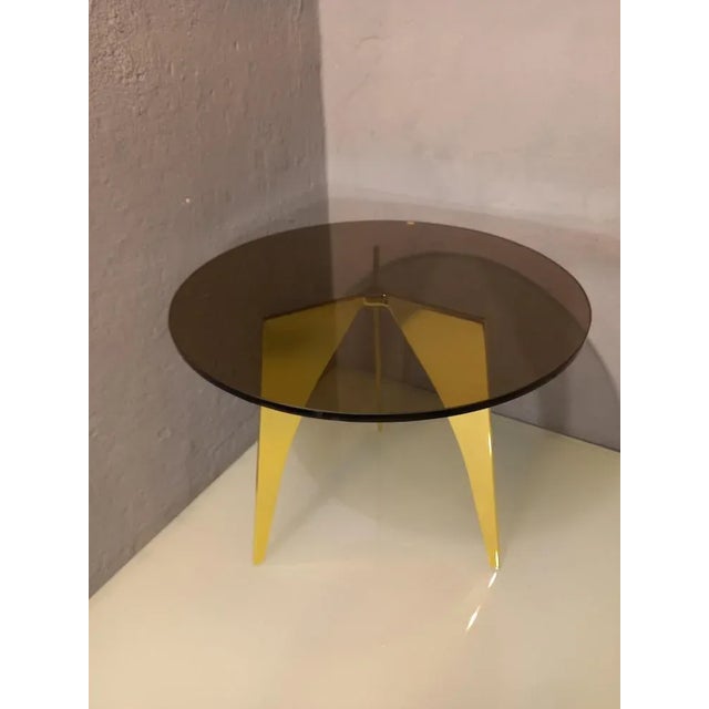 Rotondo Table in Polished Solid Brass and Bronzed Glass For Sale - Image 9 of 13
