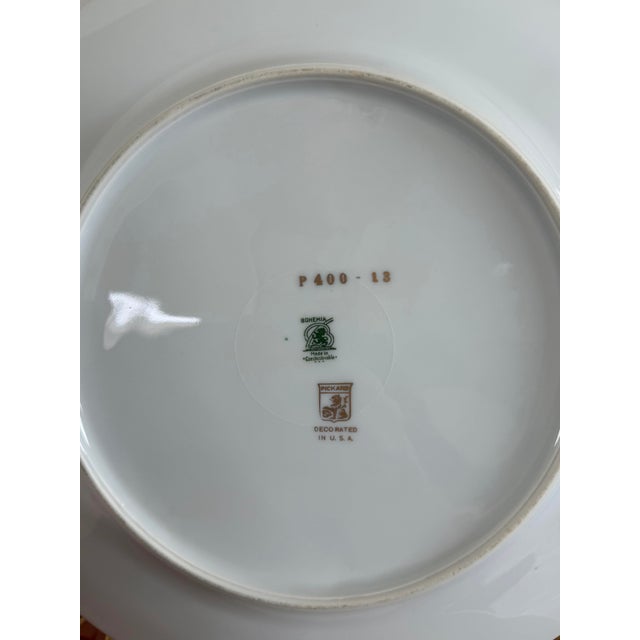 1930s Pickard Red & Gold Czech Bohemian Porcelain Dinner Plates - Set of 8 For Sale - Image 13 of 16