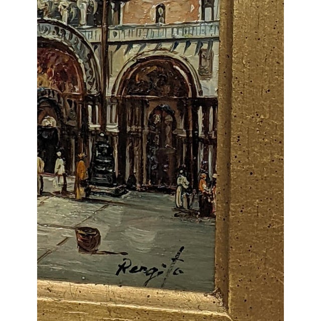 A beautifully executed original mid-20th century European oil painting depicting the iconic Piazza San Marco in Venice,...