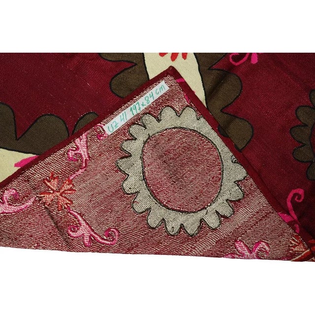 Vintage Hand Embroidered Suzani Wall Hanging, Uzbekistan, 1920s For Sale - Image 12 of 13