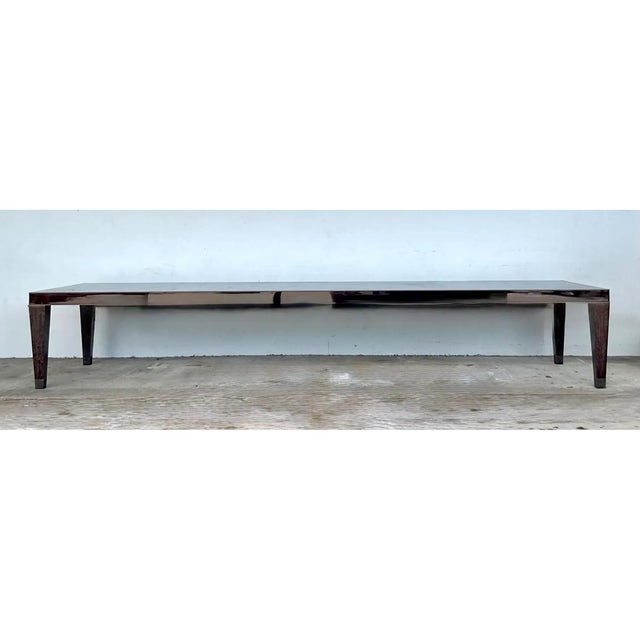 This monumental 15-foot vintage dining table commands attention with its striking architectural scale and sleek modern...
