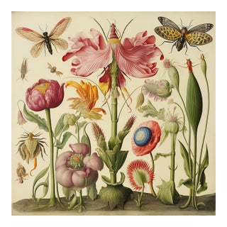 Insects and Flowers – Natural History Fine Art Print For Sale