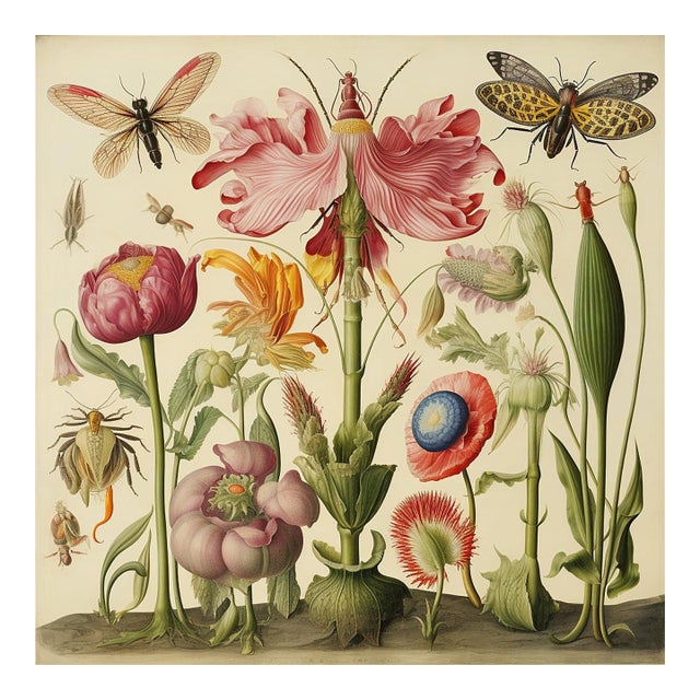 Insects and Flowers – Natural History Fine Art Print For Sale