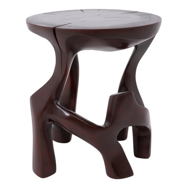 Wooden Sculptural Side Table by Logniture For Sale
