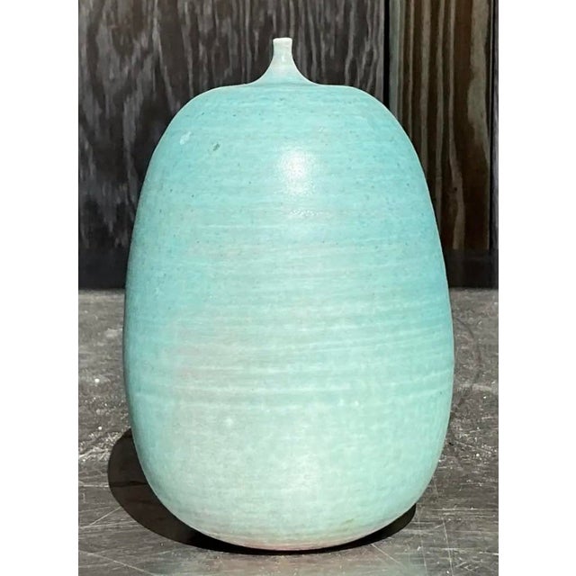 Vintage Boho Original Studio Pottery Vase For Sale - Image 10 of 12