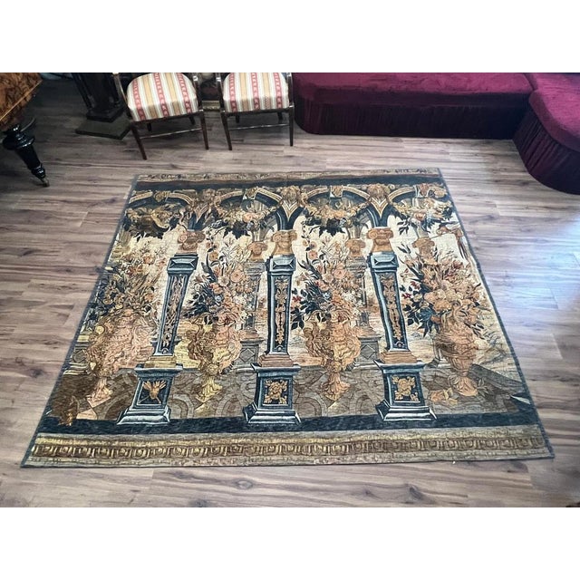 This baroque tapestry is purely decorative, and it gives an example of the architectone style in Spanish royal palaces of...