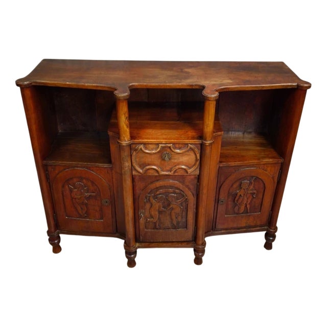 Antique 19th Century Carved Wood Buffet with Cherubs Decoration For Sale
