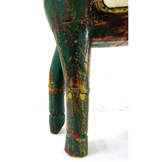 1950s Vintage Pair of Tall Solid Wood Carved Horse Sculptures With Copper and Brass Accents For Sale - Image 10 of 12