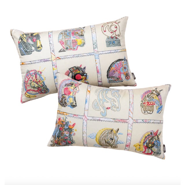 French Hermes Chevaloscope Vintage Silk Scarf Pillow 24" For Sale - Image 3 of 5