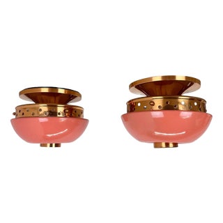 Pink Spot Ceiling Light Flush Mount in the style of Stilnovo, Italy, 1950s, Set of 2 For Sale