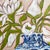 A beautifully rendered original still life painting featuring white tulips and peonies arranged in an ornate blue and...