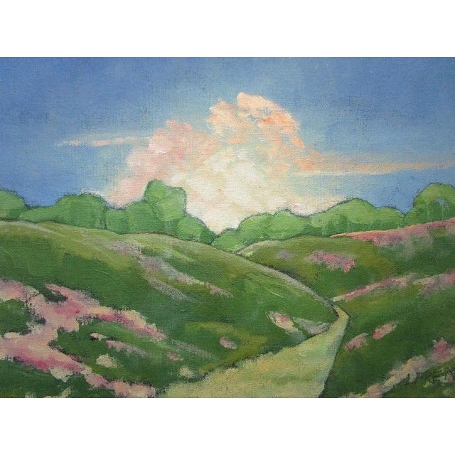 Ojai Sunrise Hills Art Lynne French landscape oil painting. The signed original painting measures 11x14 on prepared,...