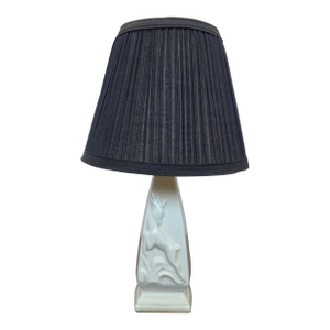 Early 20th Century Art Deco Hollywood Regency Ceramic Gazelle Boudoir Lamp W/ Black Shade