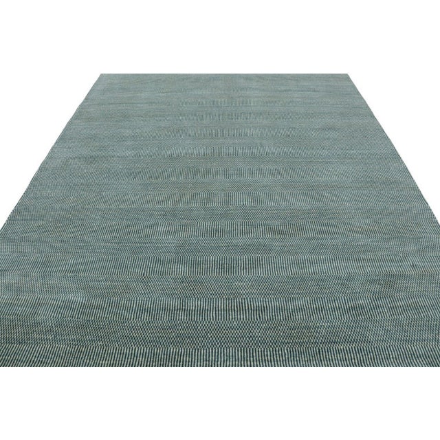 Rug & Kilim’s Modern Rug in Blue and Cream, With Stripes and Geometric Patterns For Sale In New York - Image 6 of 8