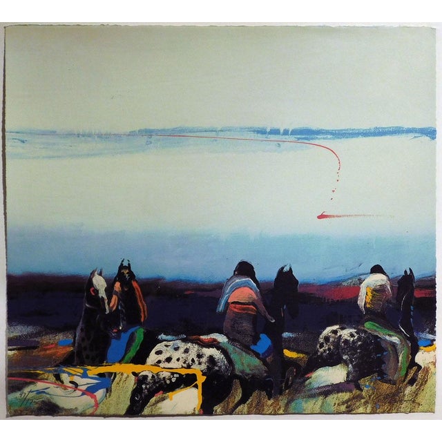 Green Earl Biss "War Shields at Dawn I & Ii" Serigraph Paper Hand Signed 47/175 For Sale - Image 8 of 9