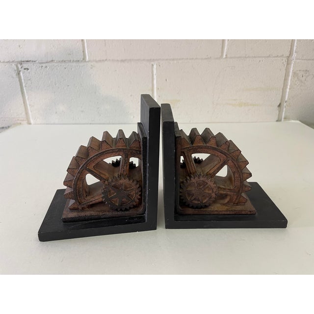 Vintage Grist Mill Metal Bookends, Pair Chairish