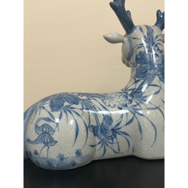 Late 20th Century Thai Blue and White Ceramic Deer For Sale - Image 17 of 18