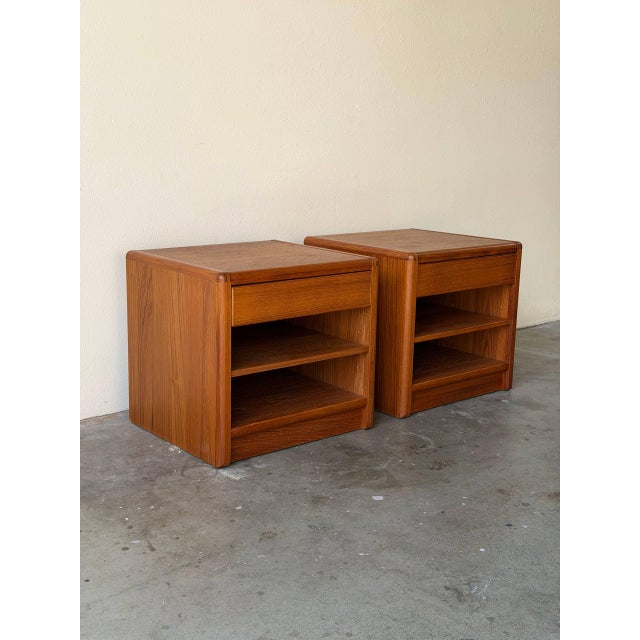 Mid 20th Century Scandinavian Teak Nightstands Bedside Tables W Drawer Shelf, 2 Pieces For Sale - Image 9 of 10
